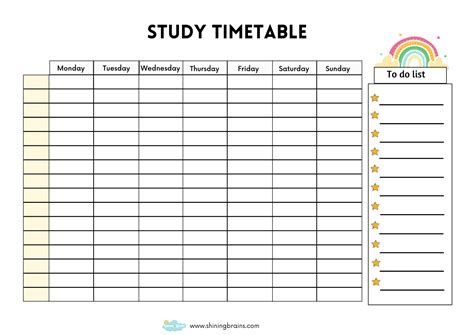 Study Timetable Printable