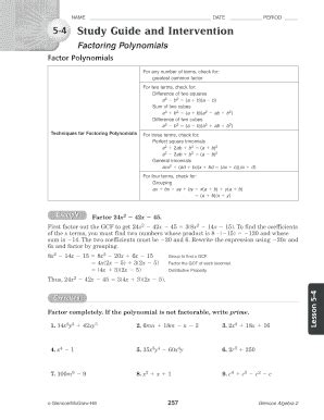 Study guide and intervention factoring polynomials. - Björn berg i alf henriksons sällskap.
