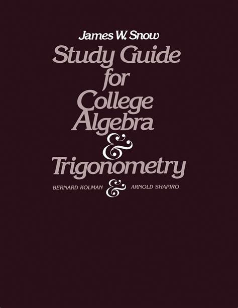 Study guide for college algebra and trigonometry by james w snow. - Smacna architectural sheet metal manual 7th edition.