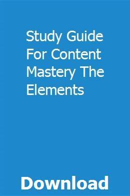 Study guide for content mastery the elements. - The daniel plan study guide with dvd 40 days to a healthier life.
