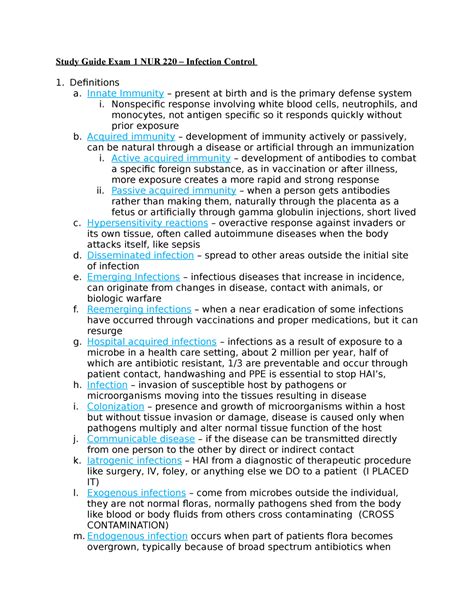 Study guide for infection control exam. - Guía de procedimientos de desviación de despacho.
