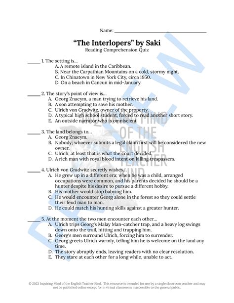 Study guide for saki the interlopers answer key. - Guide de survie au bac philo.