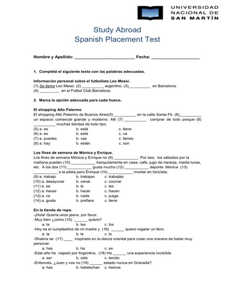 Study guide for spanish placement test. - Dziewczęta ze stalagu vi c oberlangen.