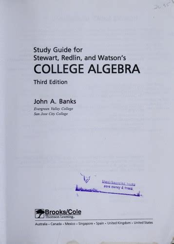 Study guide for stewart redlin watson s college algebra 5th. - Technologische und muskuläre biomechanik am bewegungsapparat.
