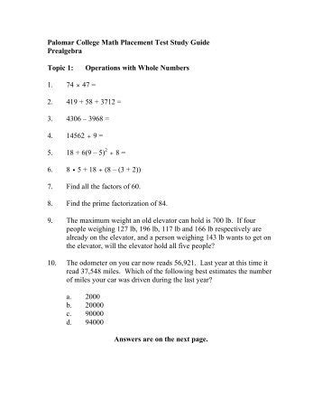 Study guide for ucf math placement test. - Manual for rwb frick rwb ii.
