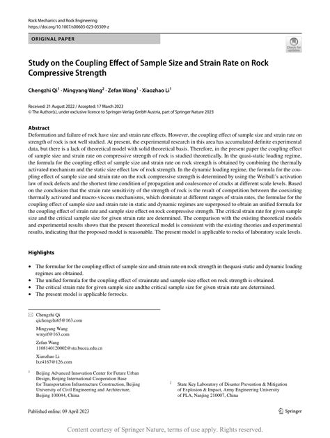 Study on the Coupling Effect of Sample Size and Strain Rate on …