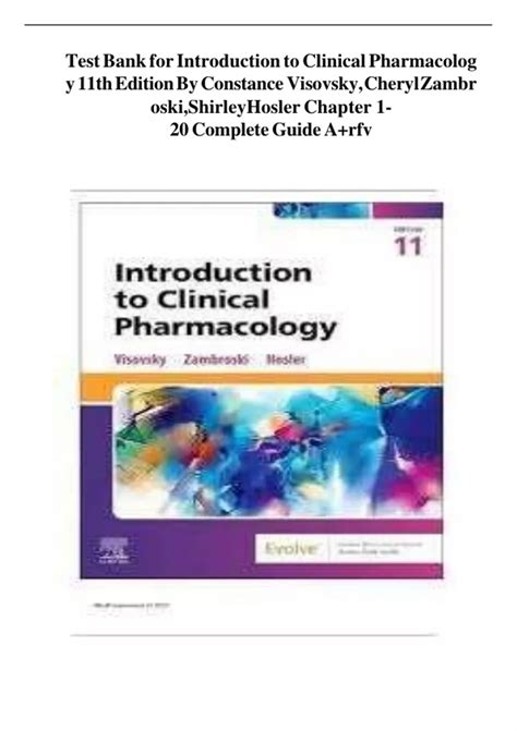 Read Online Study Guide For Introduction To Clinical Pharmacology By Constance G Visovsky
