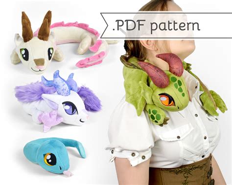 Stuffed Dragon Pattern Dragon Plush Pattern Dragon Sewing Pattern