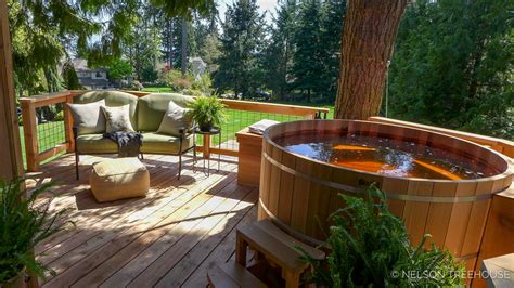 Stunning modern treehouse with giant windows, hot tub, and …