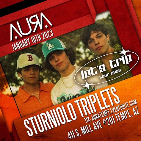 Sturniolo triplet tour tickets. The LETS TRIP TOUR 2023 stars The STURNIOLO TRIPLETS along with others going across the US Jan and Feb! Get tickets at http://ltt23.rocks/tickets 