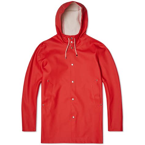 Stutterheim. Lay the garment flat, and measure across the shoulders, chest, bottom hem and length. Please be aware that STUTTERHEIM coats are not designed to be close fitting, so you will likely want a little extra room to layer garments underneath. MenJacketsRaincoats. Stockholm Long Matte Print RaincoatGold. $ 43050% Off$ … 