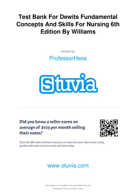 Stuvia test bank reviews. Stuvia is geared toward students (or recent former students) who want to make money selling notes. If you're currently enrolled in classes or have recently completed classes for which you’ve taken notes, Stuvia is a way to earn passive income from work you’ve already completed. You’ll do especially well if you’re a diligent, organized ... 
