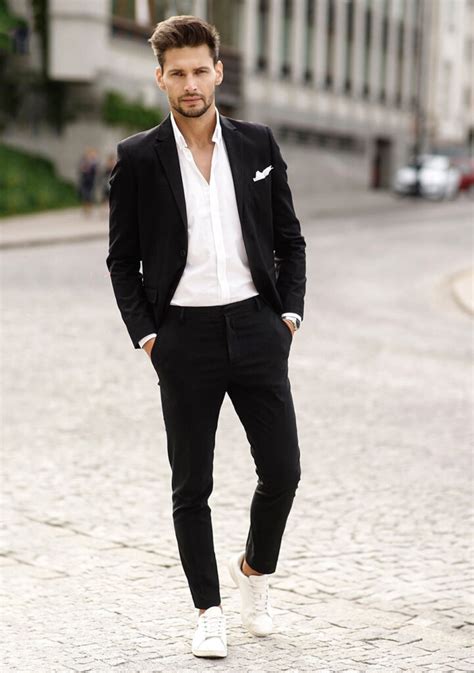 Style Icon: Black Suit with White Sneakers