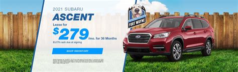 Subaru fort wayne. Contact a member of our Step One Subaru Fort Walton Beach team to schedule a test drive, get a quote, or to order parts or accessories. We'll answer your inquiry promptly! Skip to main content; Skip to Action Bar; 916 Beal Parkway, Fort Walton Beach, FL 32547 