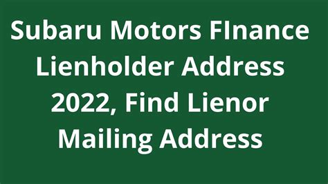 Subaru motors finance address. Things To Know About Subaru motors finance address. 