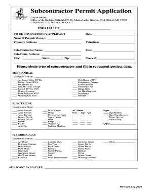 Subcontractor Permit Application in Biloxi, MS