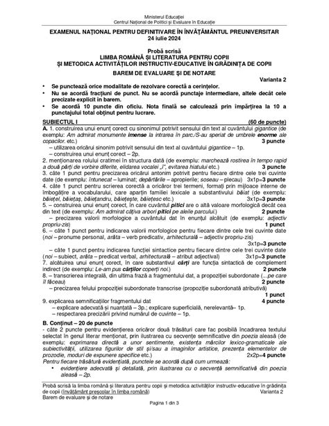 Subiecte definitivat educatori 2024.  Subiectele și baremele de corectare au fost ...