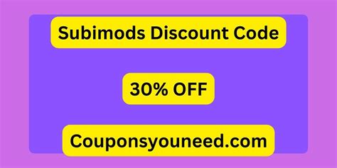 47 People Used. Get Up To 30% Off Exterior Items. Shop and enjoy amazing discounts at subimods.com with the discounts and rewards. Final days to save. Get Deal. 28 People Used. Get 5% Off DBA Items. For today time only, subimods.com is offering bargains at never-before-seen prices.. 