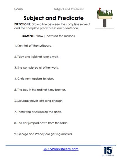 Subject and Predicate Worksheets 15 Worksheets com Worksheets Library
