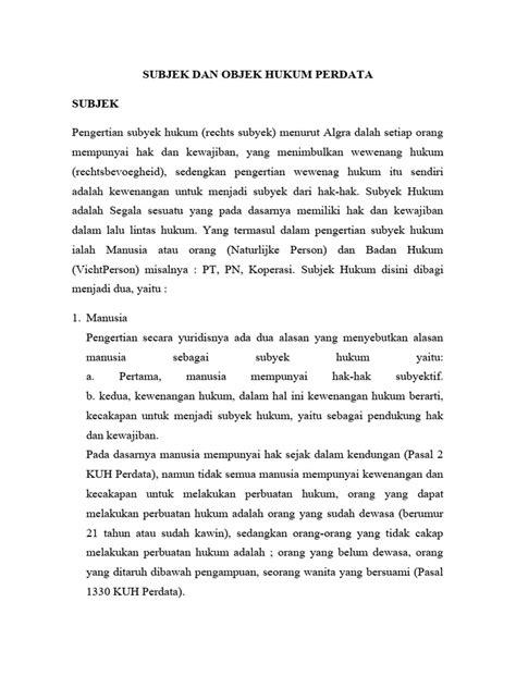 Subjek Hukum Perdata