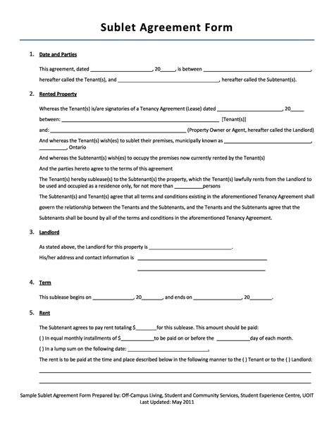 Sublease Application Form Templates at