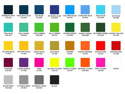 Sublimation_Color_Chart_3 Primetime Sports Apparel