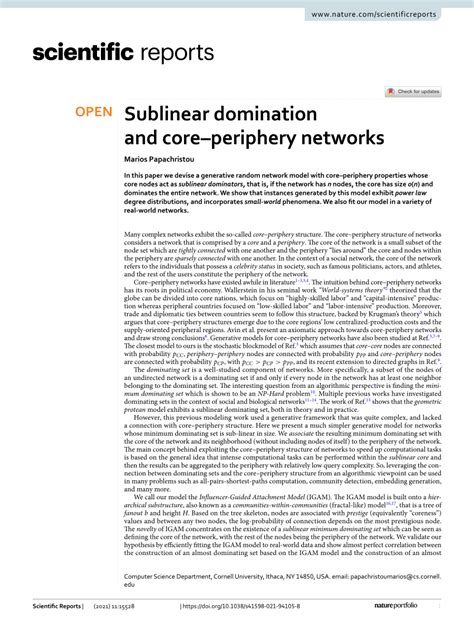 Sublinear domination and core–periphery networks