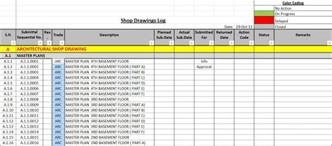 Submittal Tracking Spreadsheet throughout How To Create A Shop Drawings Log With Sample File