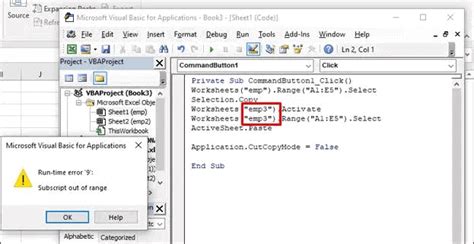Subscript out of range error in excel macro.  Though the main reason for t...