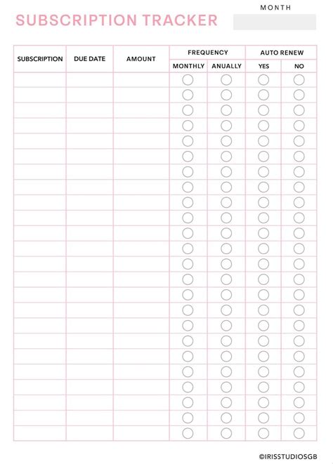 Subscription Tracker Template digital Compatible With Goodnotes