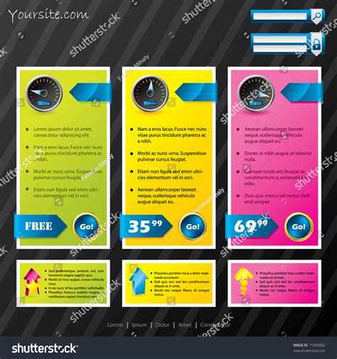 Subscription Website Template With Different Options Stock Vector