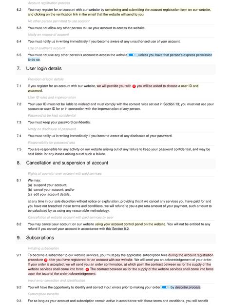 Subscription website terms and conditions Docular