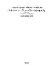 Substances Matter Into Chromatography Paper Pure Resolution