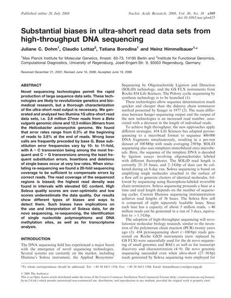 Substantial biases in ultra-short read data sets from high ...