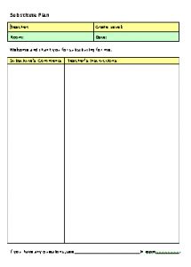 Substitute Lesson Plan Form Freeology