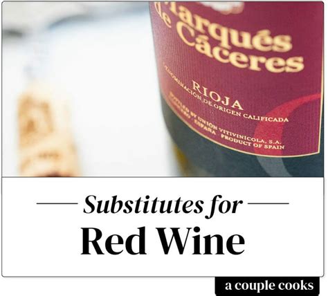 Substitute for red wine. Learn how to use red wine vinegar, beef stock, red grape juice, pomegranate juice, cranberry juice, black tea, and more as substitutes for red wine in various recipes. Find out the pros and cons of … 