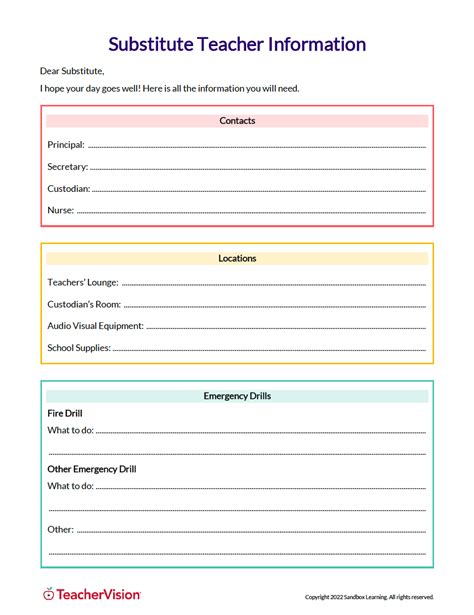Substitute report Lesson plans, How to plan, Lesson plan templates
