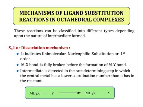Substitution group chemistry.  They replace this atom.  Mechanisms of Ligand Substitution Re...