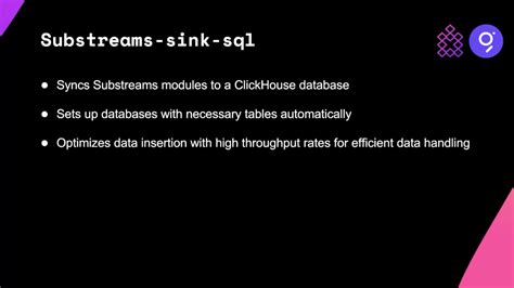 Substreams sink sql.  DatabaseChanges mode improvements Fixed Clickhouse table fetching to ...