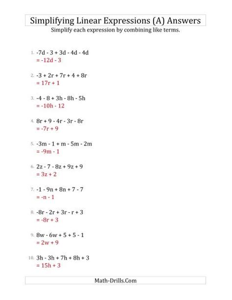 Subtracting and Simplifying Linear Expressions (All)