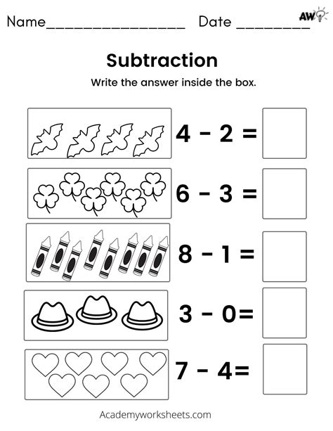 Subtraction Problems Worksheet Using Pictures Academy Worksheets