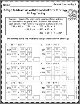Subtraction Strategies Worksheets Mega Bundle Subtraction Expanded Form