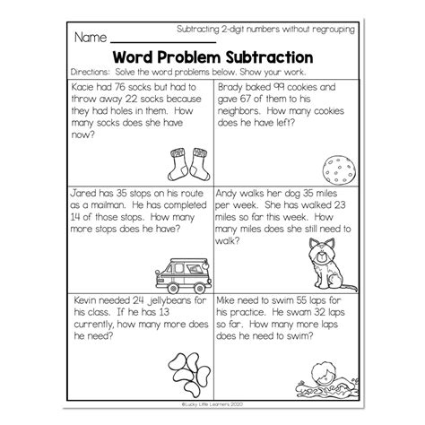 Subtraction Word Problems 2nd Grade