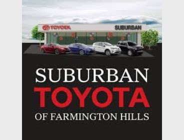 April 17, 2023. Dealership Rating. Employee Rating. Rob Guthrie ,Joe Lehr, and Alex Salata are all assets to this Suburban Toyota dealership in Farmington Hills. There is no other dealership around the state of Michigan (which includes Ohio and Wisconsin )wi More. . 