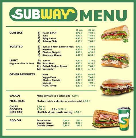 Subway, Franklin - 924 North Morton St - Menu, Prices