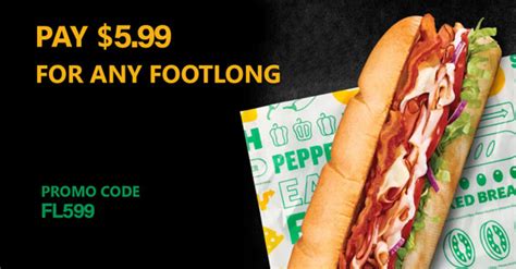Subway coupons $5.99 footlong. We’ve rounded up all the Subway promo codes we could find: BOGO50 = Get 50% off a Footlong Sub when you buy a Footlong (exp 4/30) SUB399 = Get a 6-inch Sub … 