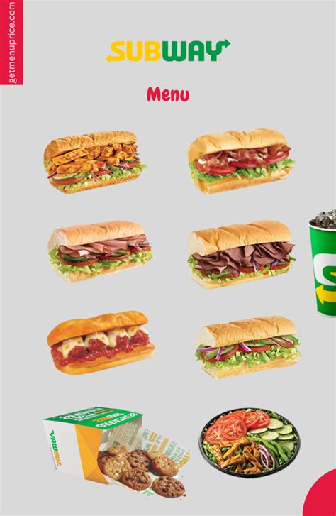 Subway menu in Scottsboro, Alabama, USA - Sirved