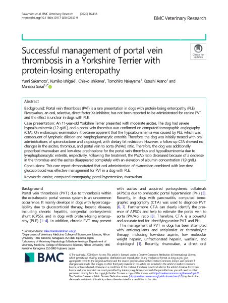 Successful management of portal vein thrombosis in a Yorkshire …