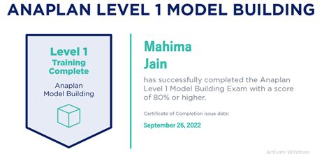 Successfully completed Anaplan Level 1 Model Building certification 
