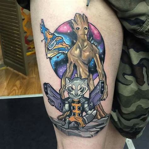 Such a unique rendition of Groot and Rocket by Joseph Slaton of
